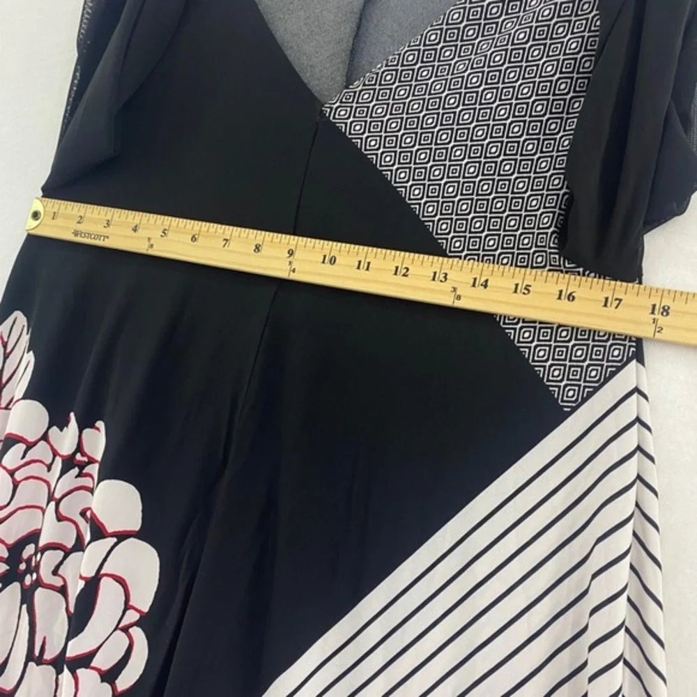 Chico's Travelers Collection 1 Asymmetrical Tunic‎ Floral Stripe Geo Print